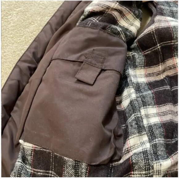 Brown zipper vest lined with plaid flannel inside Women's Size Small - Picture 5 of 12